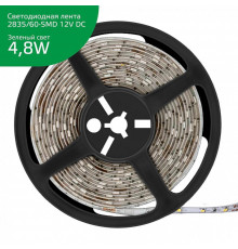 Светодиодная лента (влагозащищенная) Gauss 4,8W/m 60LED/m 2835SMD зеленый 5M 356000605