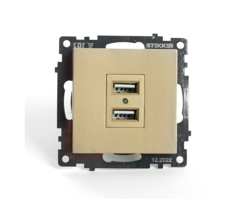 Основное фото Розетка 2-местная USB Stekker Катрин GLS10-7115-08 49229: Купить в Интернет магазин освещения GCSVET.RU