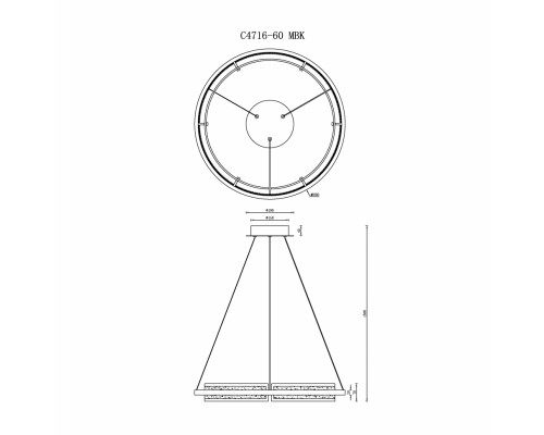 Дополнительное фото Люстра подвесная iLedex Meridian C4716-60 MBK: Купить в Интернет магазин освещения GCSVET.RU