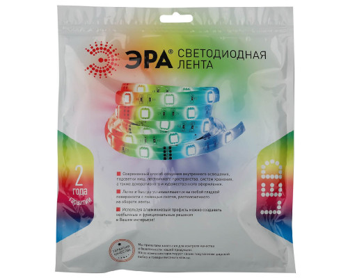 Дополнительное фото Светодиодная лента (влагозащищенная) ЭРА 14,4W/m 60LED/m 5050SMD RGB 5M LS5050-14,4-60-24-65-RGB-5m Б0043115: Купить в Интернет магазин освещения GCSVET.RU