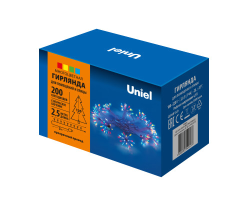 Основное фото Гирлянда Uniel ULD-S0250-200/STA MULTI IP44 STARBURST: Купить в Интернет магазин освещения GCSVET.RU