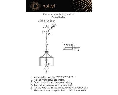 Дополнительное фото Светильник подвесной Aployt Korin APL.613.06.01: Купить в Интернет магазин освещения GCSVET.RU