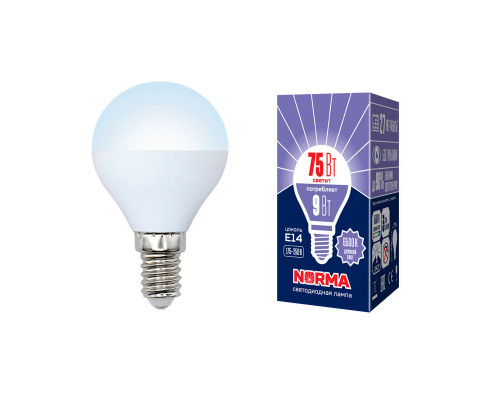 Дополнительное фото Светодиодная лампочка Volpe LED-G45 LED-G45-9W/DW/E14/FR/NR картон: Купить в Интернет магазин освещения GCSVET.RU