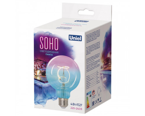Дополнительное фото Филаментная лампа светодиодная (UL-00005892) Uniel E27 4W 2250K синяя LED-SF01-4W/Soho/E27/CW BLue/Wine GLS77TR: Купить в Интернет магазин освещения GCSVET.RU