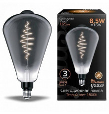 Филаментная лампа светодиодная Gauss E27 8,5W 1800K серая 157802005