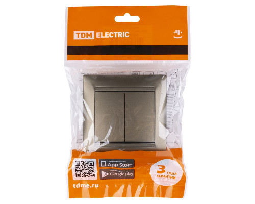 Дополнительное фото Выключатель двухклавишный на 2 направления Лама TDM Electric SQ1815-0707: Купить в Интернет магазин освещения GCSVET.RU