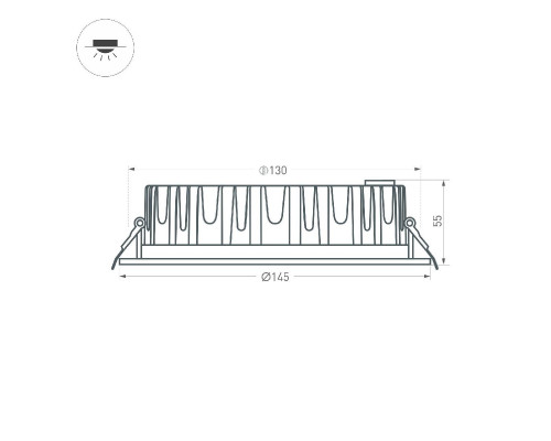 Дополнительное фото Светильник встраиваемый Arlight MS-MIST-BUILT-R145-15W Day4000 (WH, 110 deg, 230V) 039062: Купить в Интернет магазин освещения GCSVET.RU