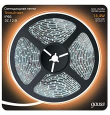 Светодиодная лента (влагозащищенная) Gauss 14,4W/m 60LED/m 5050SMD теплый белый 5M 311000114