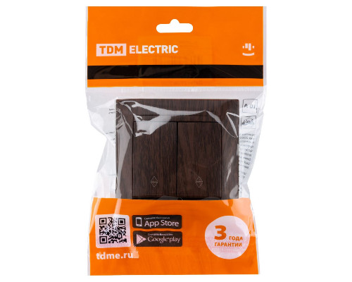 Дополнительное фото Выключатель двухклавишный на 2 направления Лама TDM Electric SQ1815-0407: Купить в Интернет магазин освещения GCSVET.RU
