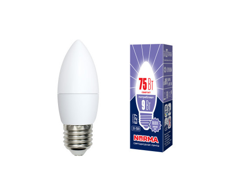 Дополнительное фото Светодиодная лампочка Volpe LED-C37 LED-C37-9W/DW/E27/FR/NR картон: Купить в Интернет магазин освещения GCSVET.RU