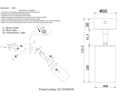 Дополнительное фото Светильник спот Crystal Lux CLT 015CW1R BL-GO: Купить в Интернет магазин освещения GCSVET.RU