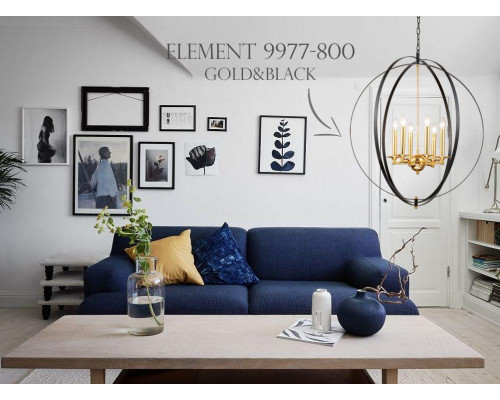 Дополнительное фото Люстра подвесная iLamp Element 9977-800 GoldBlack: Купить в Интернет магазин освещения GCSVET.RU