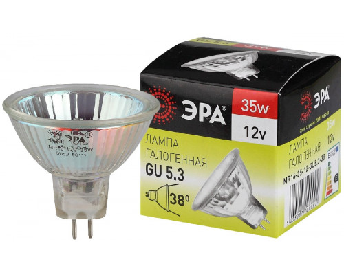 Основное фото Лампочка тип галогенновая Эра GU5.3 35W 3000K GU5.3-MR16-35W-12V-CL C0027355: Купить в Интернет магазин освещения GCSVET.RU