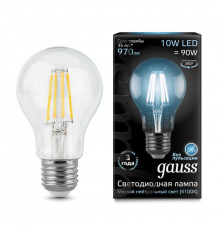 Филаментная лампа светодиодная Gauss E27 10W 4100К прозрачная 102802210