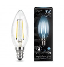 Филаментная лампа светодиодная Gauss E14 9W 4100К прозрачная 103801209