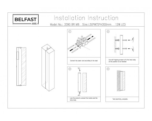 Дополнительное фото Светильник настенный Belfast Ravenhill 3390 BR MB: Купить в Интернет магазин освещения GCSVET.RU