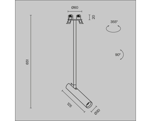 Дополнительное фото Подвесной Светильник встраиваемый LED Maytoni Technical Pendant Focus T P141RS-L125-6W3K-B: Купить в Интернет магазин освещения GCSVET.RU
