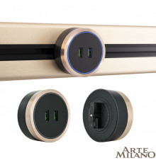 Трековая розетка Arte Milano Am-track-sockets 380066TS LED/USBx2 Gold