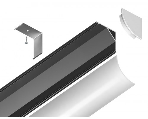 Дополнительное фото Алюминиевый угловой профиль Ambrella Light Alum Profile GP2100BK: Купить в Интернет магазин освещения GCSVET.RU