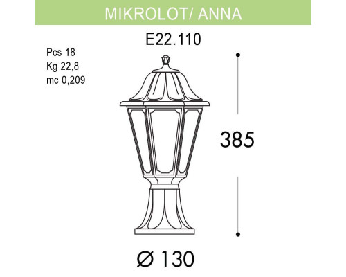 Дополнительное фото Светильник уличный Fumagalli Mikrolot/Anna E22.110.000.BYF1R: Купить в Интернет магазин освещения GCSVET.RU