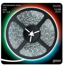 Светодиодная лента (влагозащищенная) Gauss 14,4W/m 60LED/m 5050SMD RGB 5M 311000414
