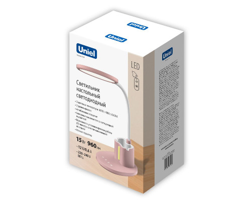 Дополнительное фото Лампа настольная Uniel ULM-D150 15W/3000-6500K/DIM PINK UL-00011293: Купить в Интернет магазин освещения GCSVET.RU
