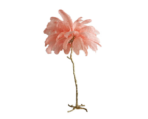 Основное фото Напольный светильник Delight Collection Ostrich Feather BRFL5014 pink/antique brass: Купить в Интернет магазин освещения GCSVET.RU