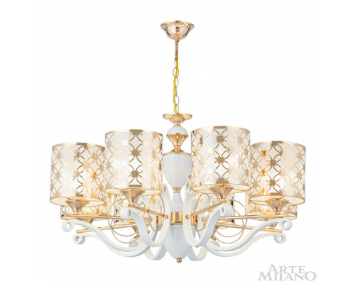 Дополнительное фото Люстра подвесная Arte Milano Florentia-3097 303097/8 Wh/Gd: Купить в Интернет магазин освещения GCSVET.RU