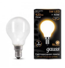 Филаментная лампа светодиодная Gauss E14 5W 2700К матовая 105201105