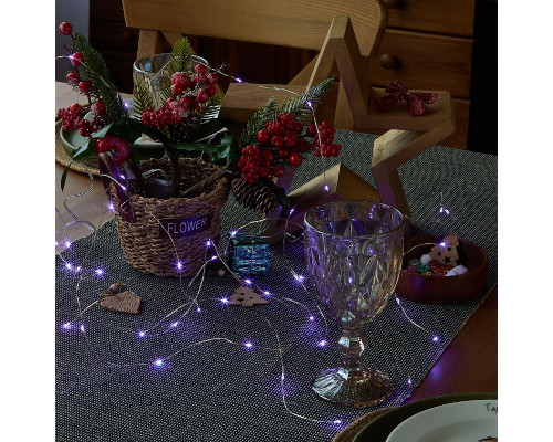 Дополнительное фото Гирлянда Uniel ULD-S0200-020/SСB/2AA PURPLE IP20 DEW UL-00010897: Купить в Интернет магазин освещения GCSVET.RU