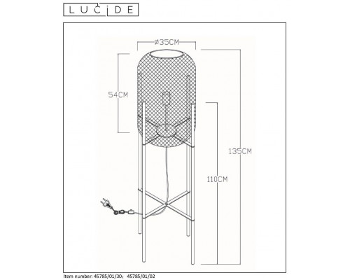 Дополнительное фото Напольный светильник Lucide MESH 45785/01/02: Купить в Интернет магазин освещения GCSVET.RU