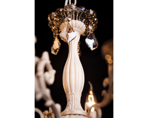 Дополнительное фото Люстра подвесная Eurosvet 3281/5 белый с золотом/тонированный хрусталь Strotskis: Купить в Интернет магазин освещения GCSVET.RU