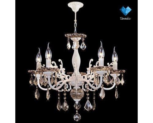 Основное фото Люстра подвесная Eurosvet 3281/5 белый с золотом/тонированный хрусталь Strotskis: Купить в Интернет магазин освещения GCSVET.RU