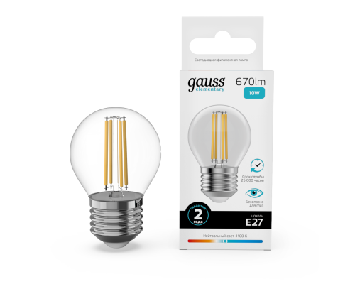 Основное фото Светодиодная лампочка Gauss Filament Elementary 52220: Купить в Интернет магазин освещения GCSVET.RU