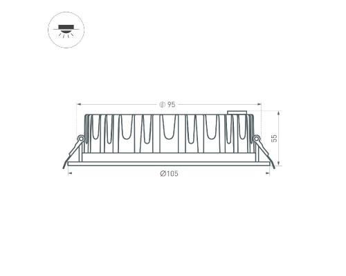 Дополнительное фото Светильник встраиваемый Arlight MS-MIST-BUILT-R105-9W Warm3000 (WH, 110 deg, 230V) 041614: Купить в Интернет магазин освещения GCSVET.RU