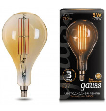 Филаментная лампа светодиодная Gauss E27 8W 2400K золотая 149802008