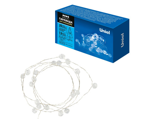 Основное фото Гирлянда Uniel ULD-S1900-020/STB/2AA WHITE IP20 BEADS MINI: Купить в Интернет магазин освещения GCSVET.RU