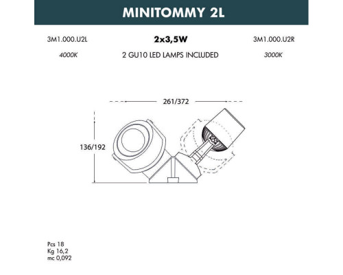 Дополнительное фото Светильник настенный LED для улицы Fumagalli Minitommy 2L 3M1.000.000.AXU2L: Купить в Интернет магазин освещения GCSVET.RU