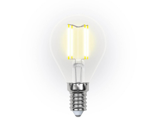 Основное фото Филаментная лампа светодиодная (UL-00002866) Uniel E14 5W 3000K LED-G45-5W/WW/E14/CL/DIM GLA01TR: Купить в Интернет магазин освещения GCSVET.RU