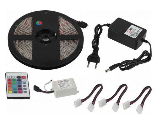 Основное фото Светодиодная лента (влагозащищенная) ЭРА 14,4W/m 60LED/m 5050SMD RGB 5M 5050kit-14,4-60-12-IP65-RGB-5m Б0043070: Купить в Интернет магазин освещения GCSVET.RU