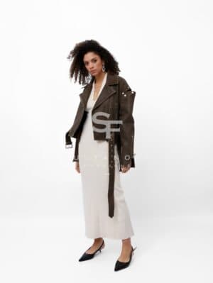 Brown Laser Jacket with Sleeves