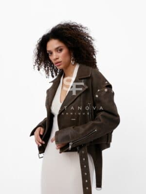 Brown Laser Jacket with Sleeves