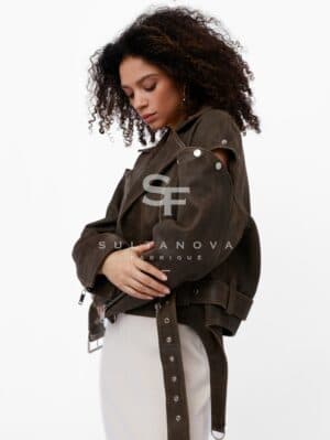 Brown Laser Jacket with Sleeves