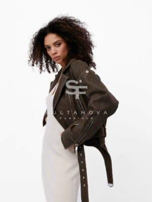 Brown Laser Jacket with Sleeves