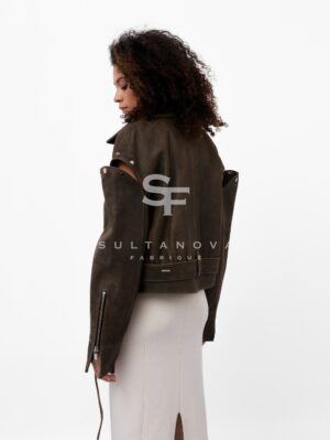 Brown Laser Jacket with Sleeves