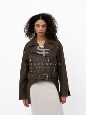 Brown Laser Jacket with Sleeves