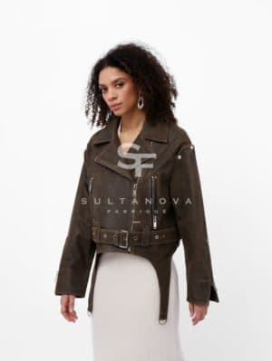 Brown Laser Jacket with Sleeves