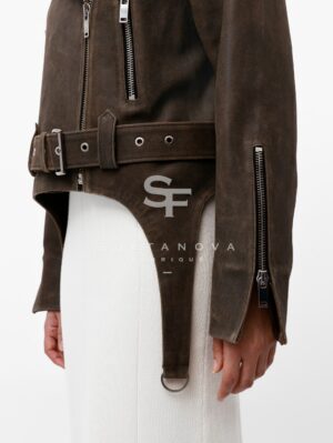 Brown Laser Jacket with Sleeves