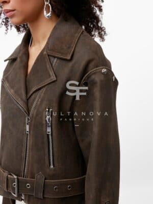 Brown Laser Jacket with Sleeves
