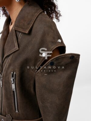 Brown Laser Jacket with Sleeves